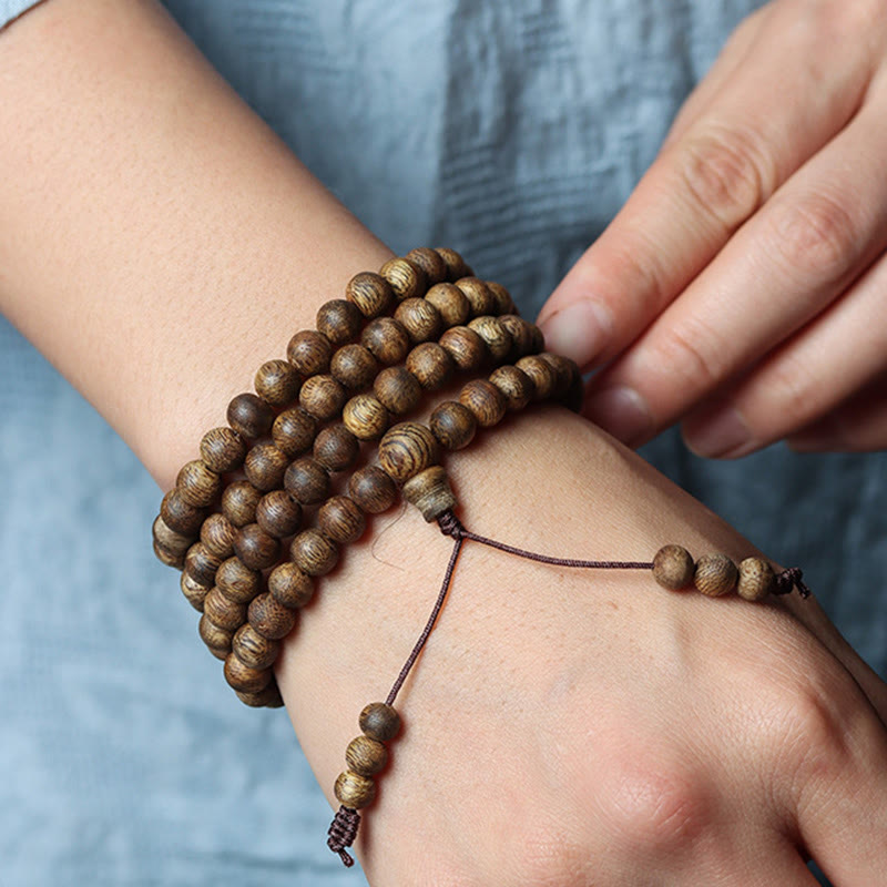 Karma Stone 108 Mala Beads Huizhou Green Qinan Agarwood Peace Strength Bracelet