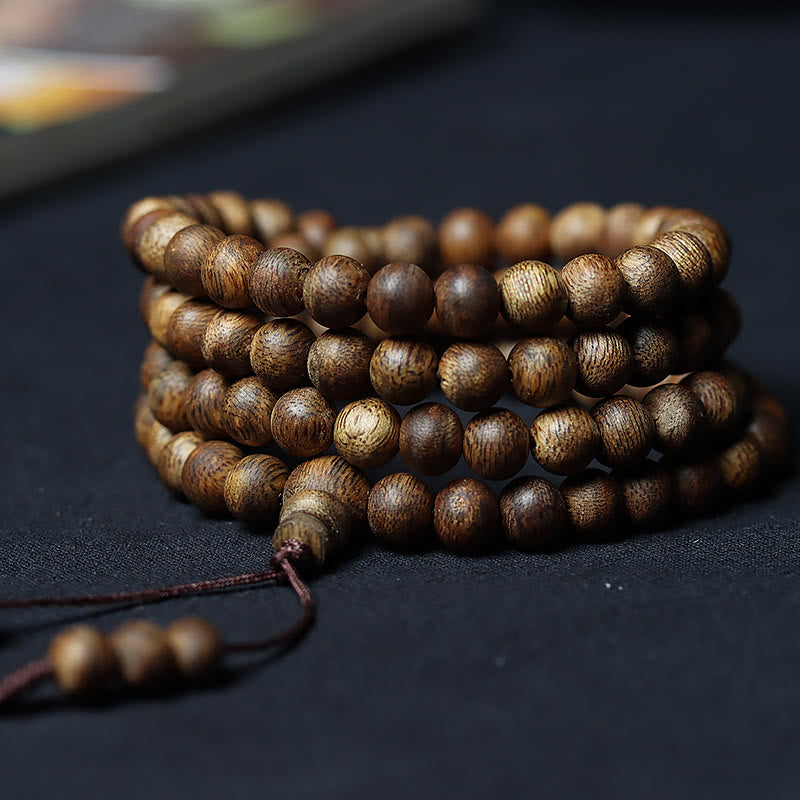 Karma Stone 108 Mala Beads Huizhou Green Qinan Agarwood Peace Strength Bracelet