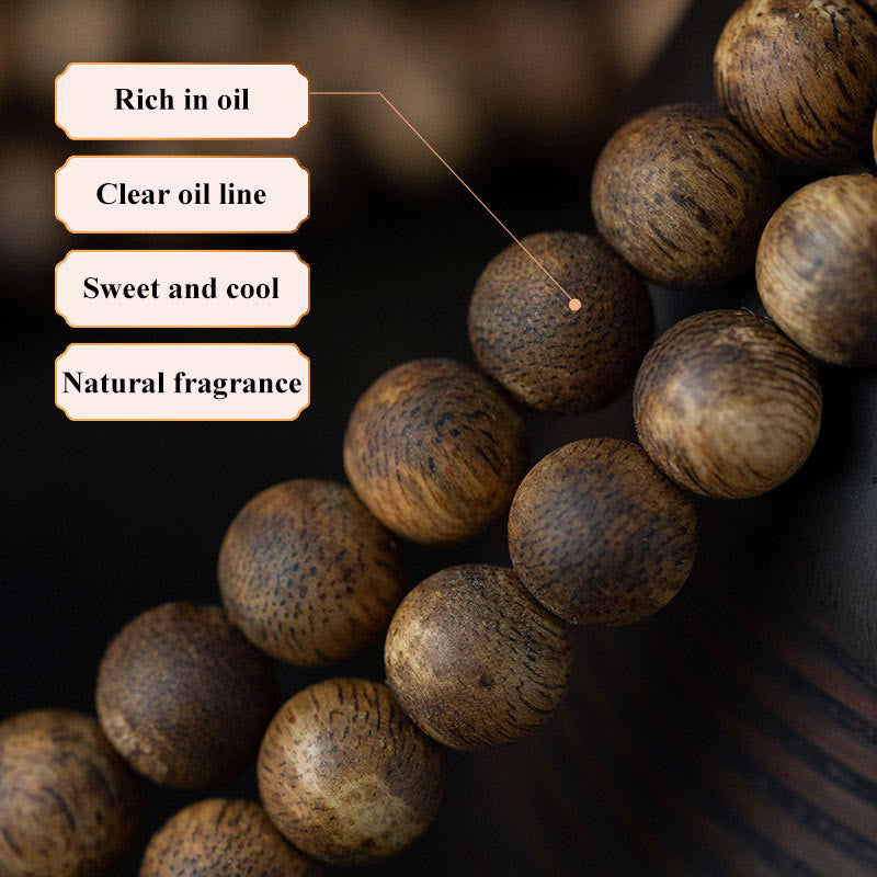 Karma Stone 108 Mala Beads Hainan White Qinan Agarwood Calm Strength Bracelet