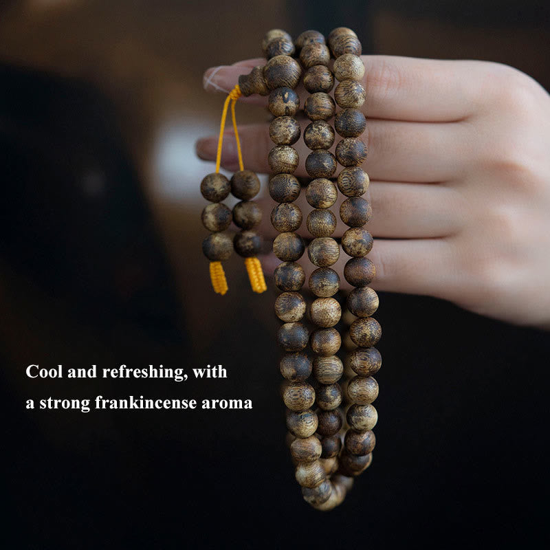 Karma Stone 108 Mala Beads Hainan White Qinan Agarwood Calm Strength Bracelet