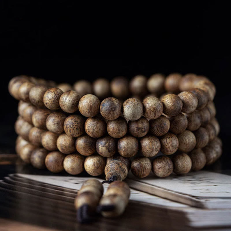 Karma Stone 108 Mala Beads Hainan White Qinan Agarwood Calm Strength Bracelet