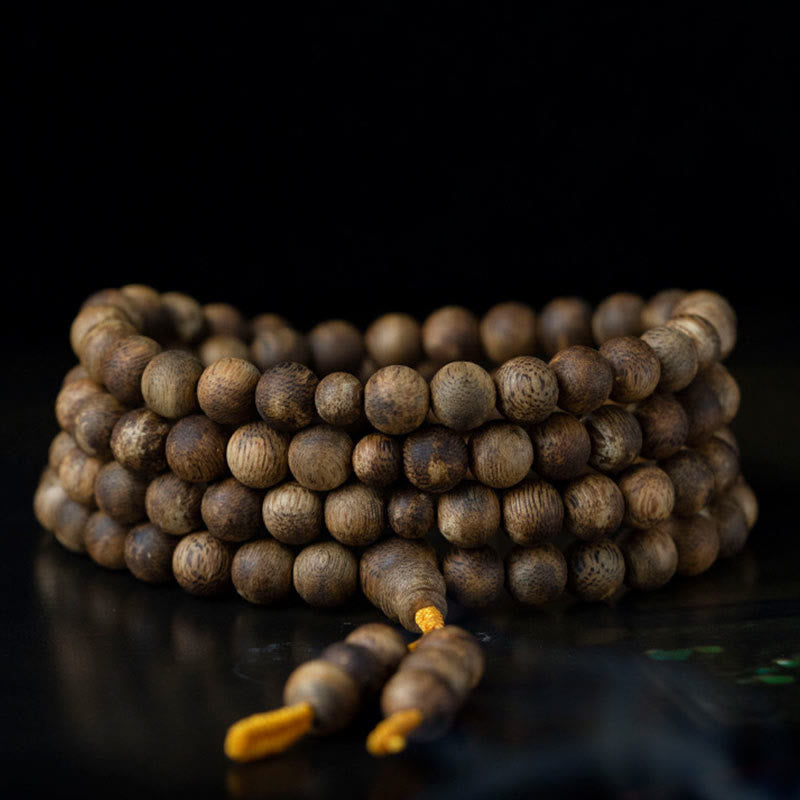 Karma Stone 108 Mala Beads Hainan White Qinan Agarwood Calm Strength Bracelet