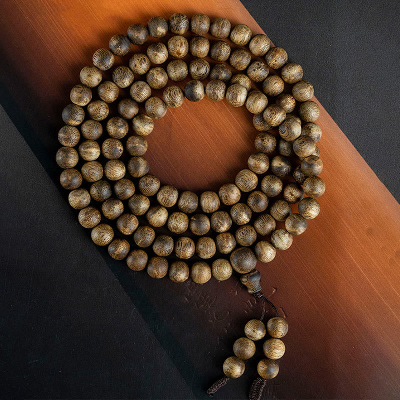 Karma Stone 108 Mala Beads Hainan White Qinan Agarwood Calm Strength Bracelet