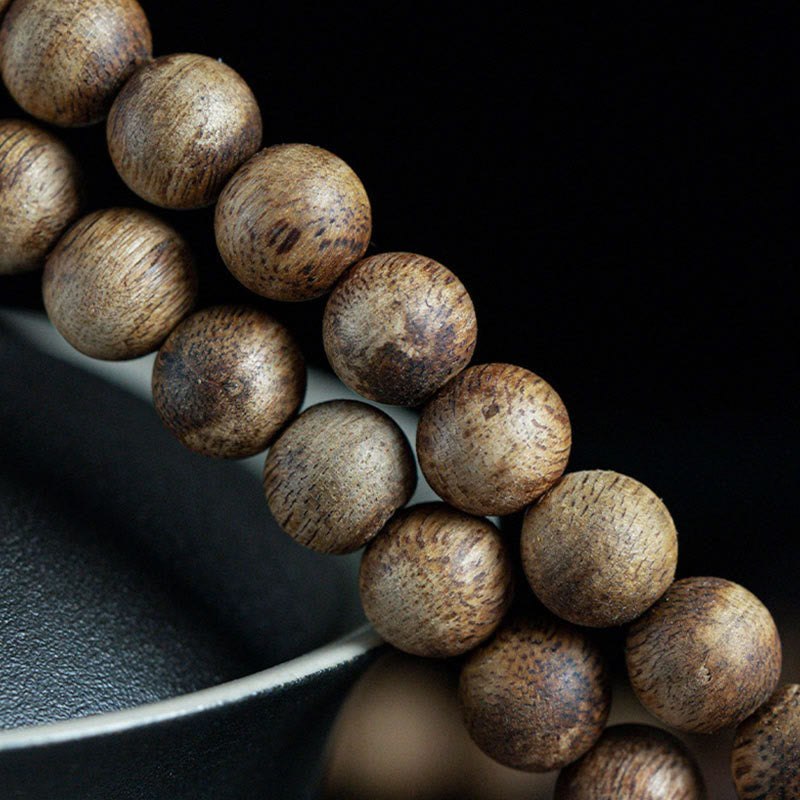 Karma Stone 108 Mala Beads Hainan White Qinan Agarwood Calm Strength Bracelet