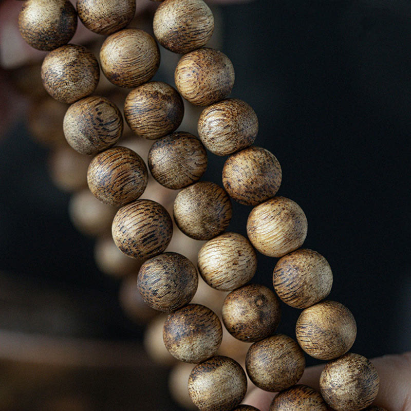Karma Stone 108 Mala Beads Hainan White Qinan Agarwood Calm Strength Bracelet