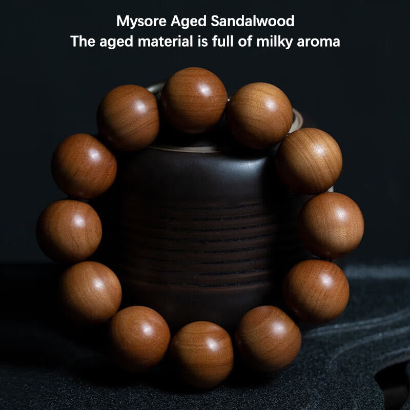 Karma Stone Mysore Sandalwood Wood Bead Healing Mala Bracelet