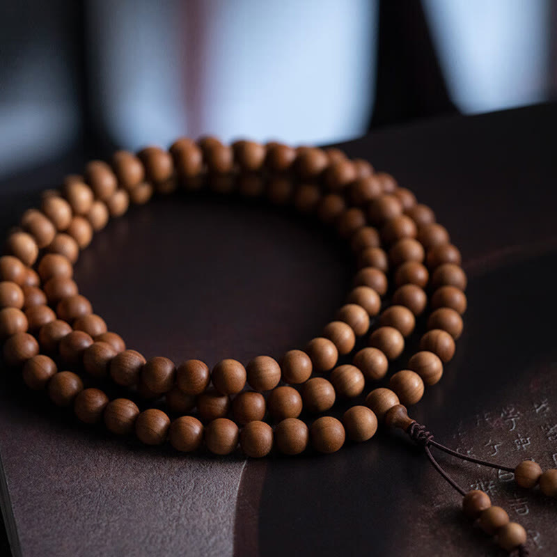 Karma Stone Mysore Sandalwood Wood Bead Healing Mala Bracelet