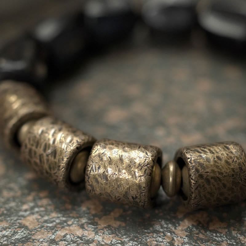 Karma Stone Vintage Peace Ebony Wood Copper Beads Wooden Jewelry Spiritual Bracelets