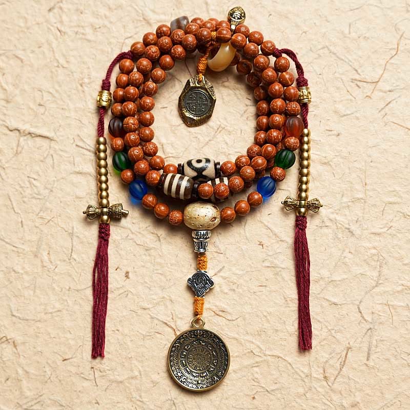 Karma Stone Tibet Bodhi Seed 108 Mala Beads Wisdom Peace Bracelet Necklace