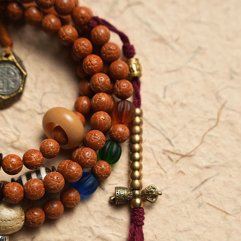 Karma Stone Tibet Bodhi Seed 108 Mala Beads Wisdom Peace Bracelet Necklace