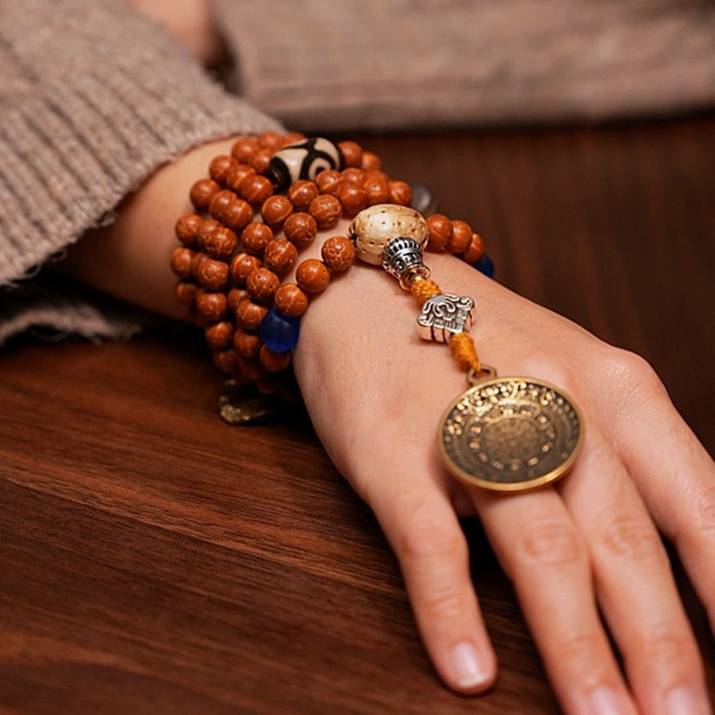 Karma Stone Tibet Bodhi Seed 108 Mala Beads Wisdom Peace Bracelet Necklace