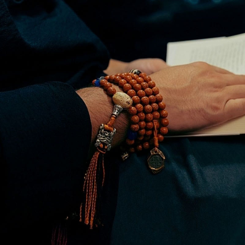 Karma Stone Tibet Bodhi Seed 108 Mala Beads Wisdom Peace Bracelet Necklace