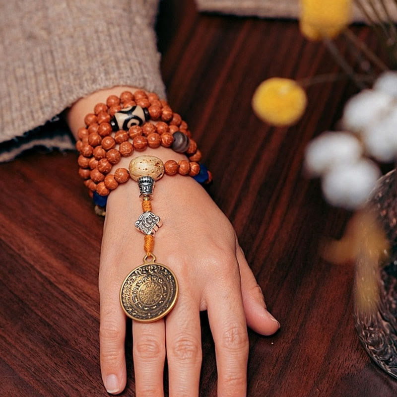 Karma Stone Tibet Bodhi Seed 108 Mala Beads Wisdom Peace Bracelet Necklace