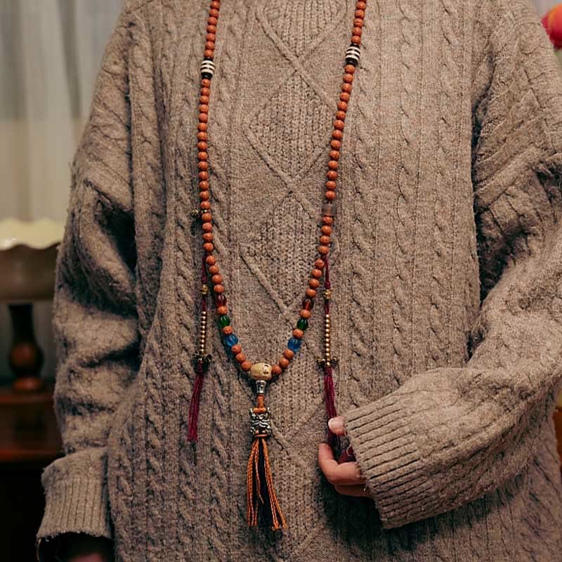 Karma Stone Tibet Bodhi Seed 108 Mala Beads Wisdom Peace Bracelet Necklace