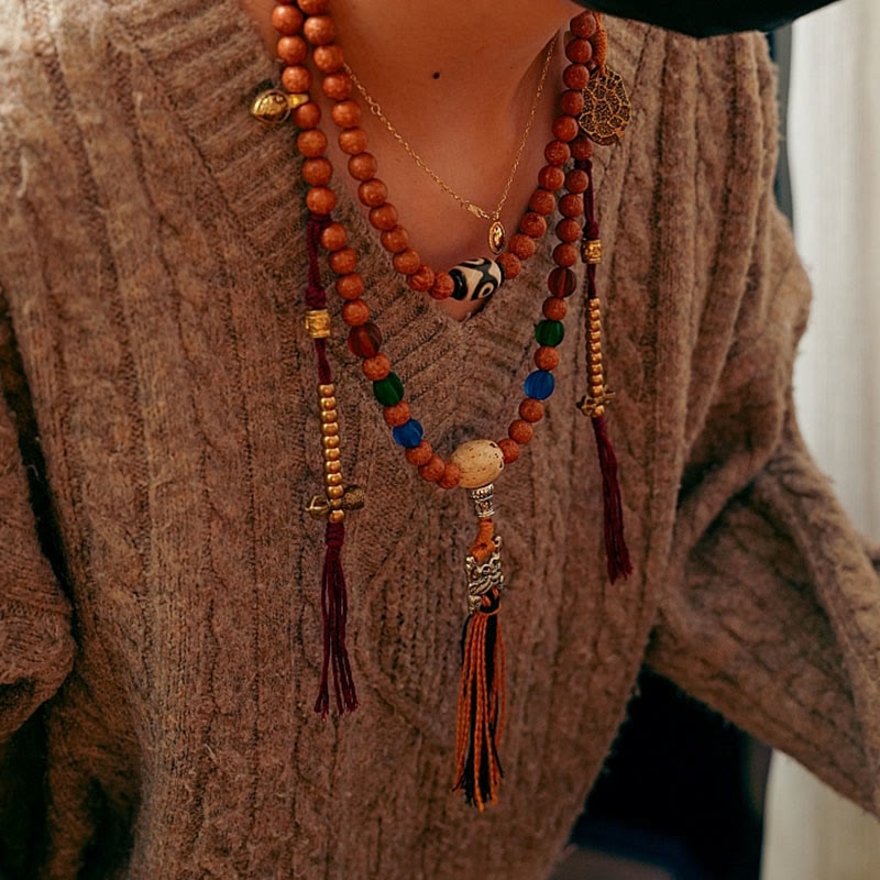 Karma Stone Tibet Bodhi Seed 108 Mala Beads Wisdom Peace Bracelet Necklace