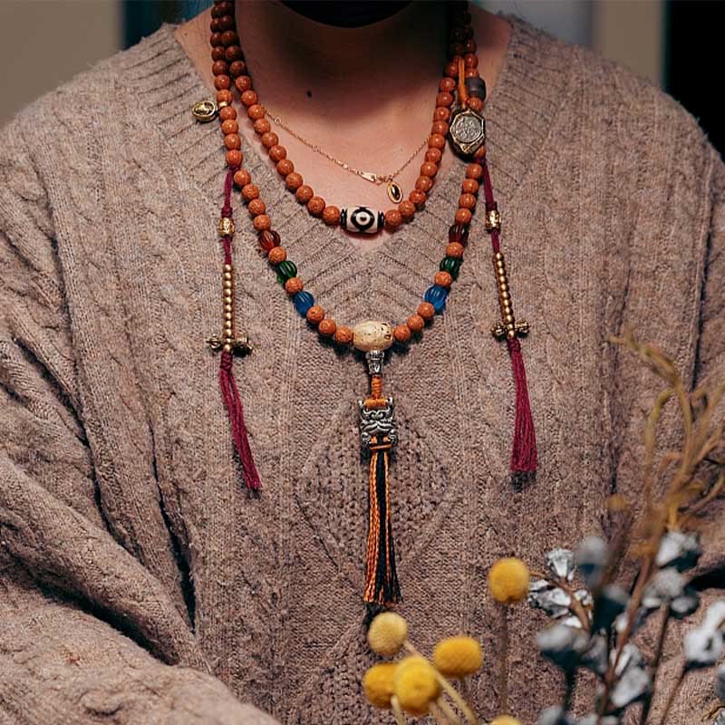 Karma Stone Tibet Bodhi Seed 108 Mala Beads Wisdom Peace Bracelet Necklace