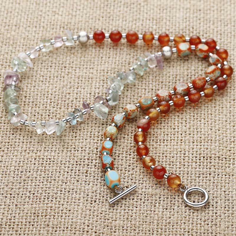 Karma Stone Fluorite Red Agate Emperor Stone Power Triple Wrap Bracelet