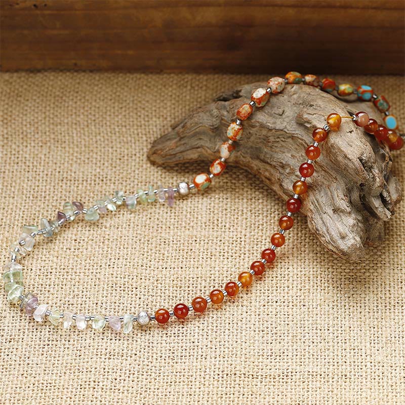 Karma Stone Fluorite Red Agate Emperor Stone Power Triple Wrap Bracelet