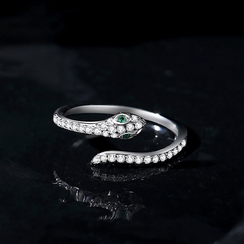 Karma Stone 925 Sterling Silver Year Of The Snake Adjustable Open Protection Ring
