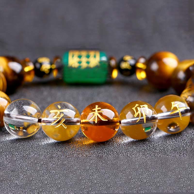 Karma Stone Chinese Zodiac Tiger Eye White Crystal Courage Bracelet