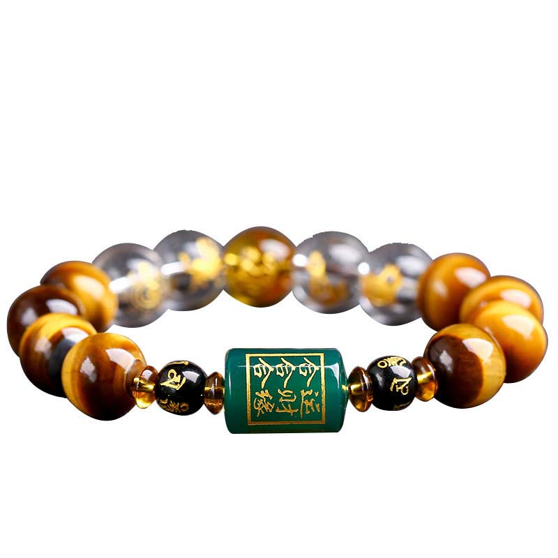 Karma Stone Chinese Zodiac Tiger Eye White Crystal Courage Bracelet