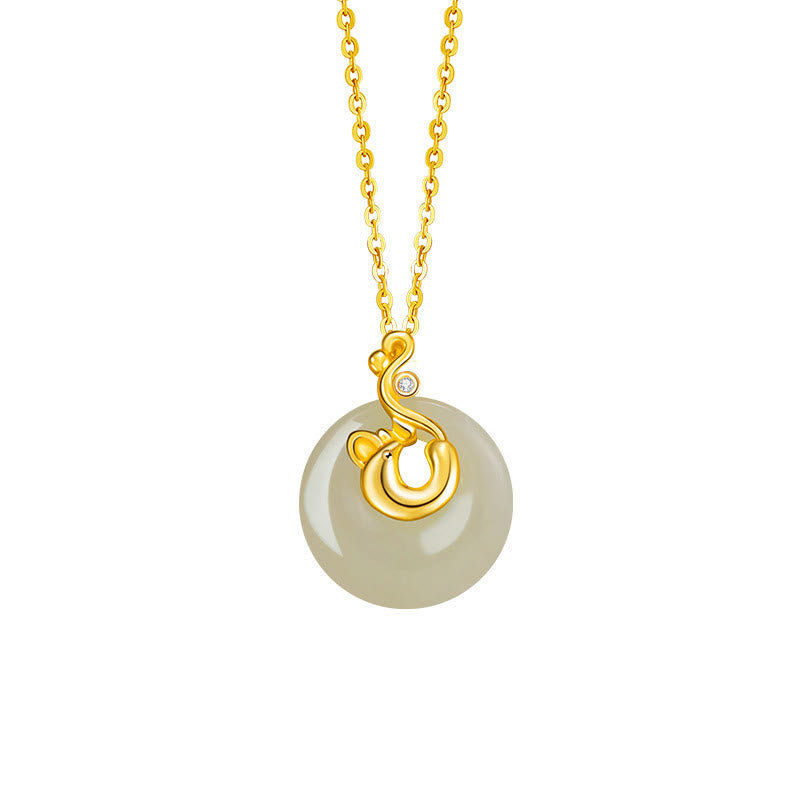 Karma Stone Chinese Zodiac Hetian Jade 925 Sterling Silver Abundance Necklace Pendant