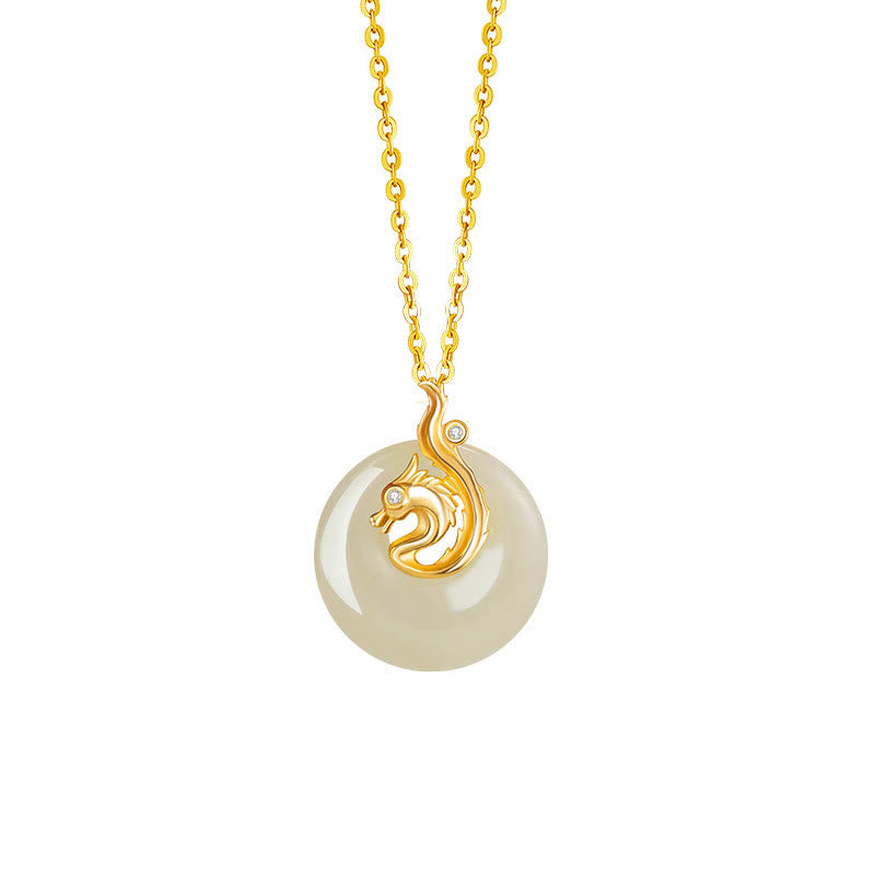 Karma Stone Chinese Zodiac Hetian Jade 925 Sterling Silver Abundance Necklace Pendant