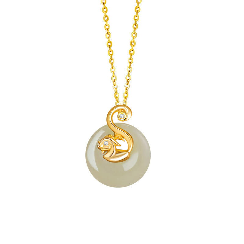 Karma Stone Chinese Zodiac Hetian Jade 925 Sterling Silver Abundance Necklace Pendant
