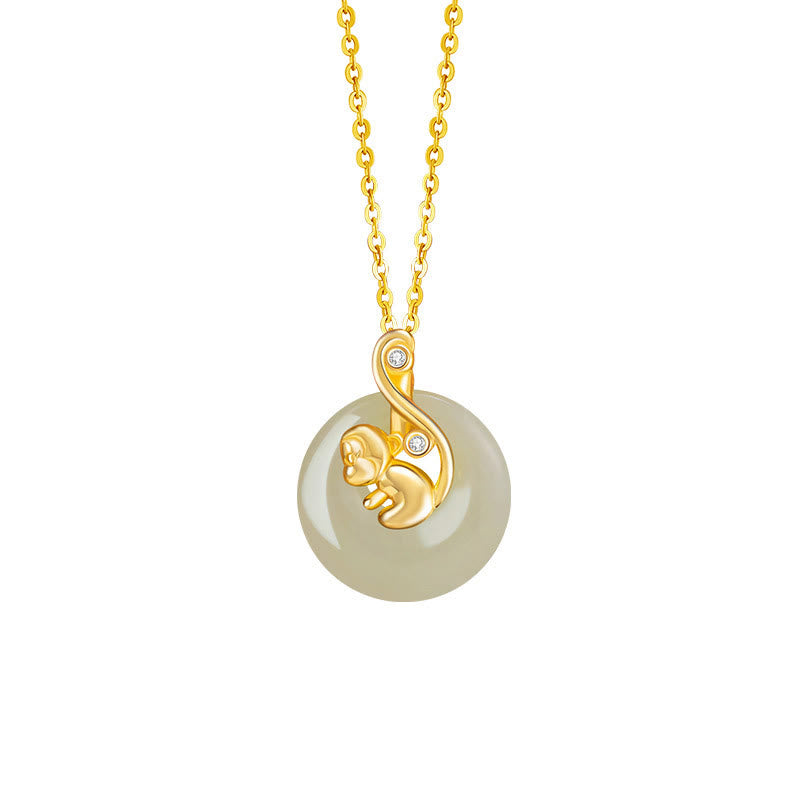 Karma Stone Chinese Zodiac Hetian Jade 925 Sterling Silver Abundance Necklace Pendant