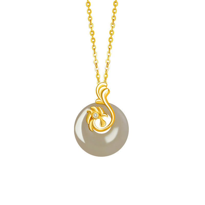 Karma Stone Chinese Zodiac Hetian Jade 925 Sterling Silver Abundance Necklace Pendant