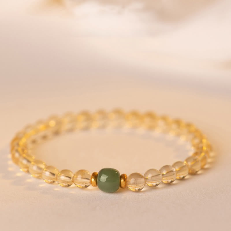 Karma Stone Small Citrine Jade Beads Prosperity Bracelet