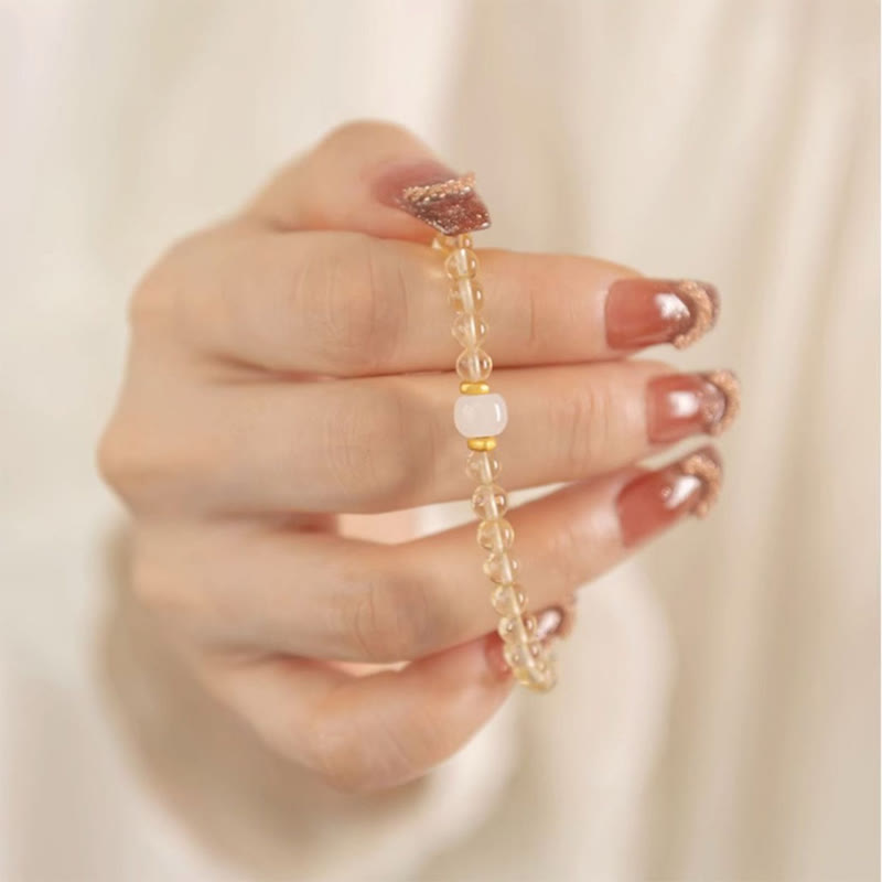 Karma Stone Small Citrine Jade Beads Prosperity Bracelet