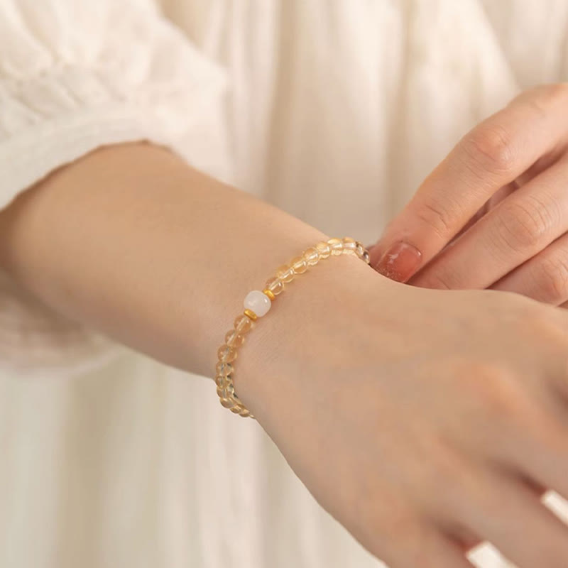 Karma Stone Small Citrine Jade Beads Prosperity Bracelet
