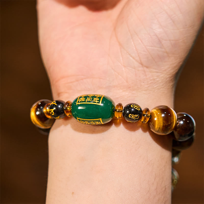 Karma Stone Chinese Zodiac Tiger Eye White Crystal Courage Bracelet