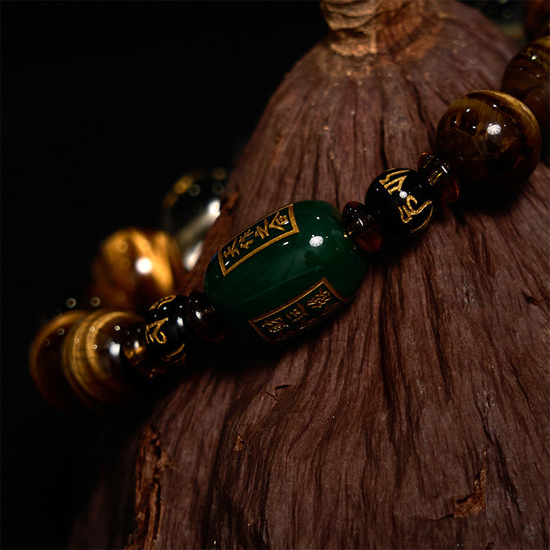 Karma Stone Chinese Zodiac Tiger Eye White Crystal Courage Bracelet
