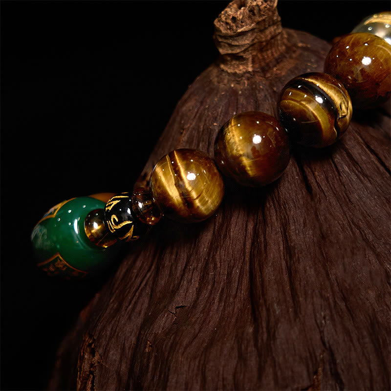 Karma Stone Chinese Zodiac Tiger Eye White Crystal Courage Bracelet