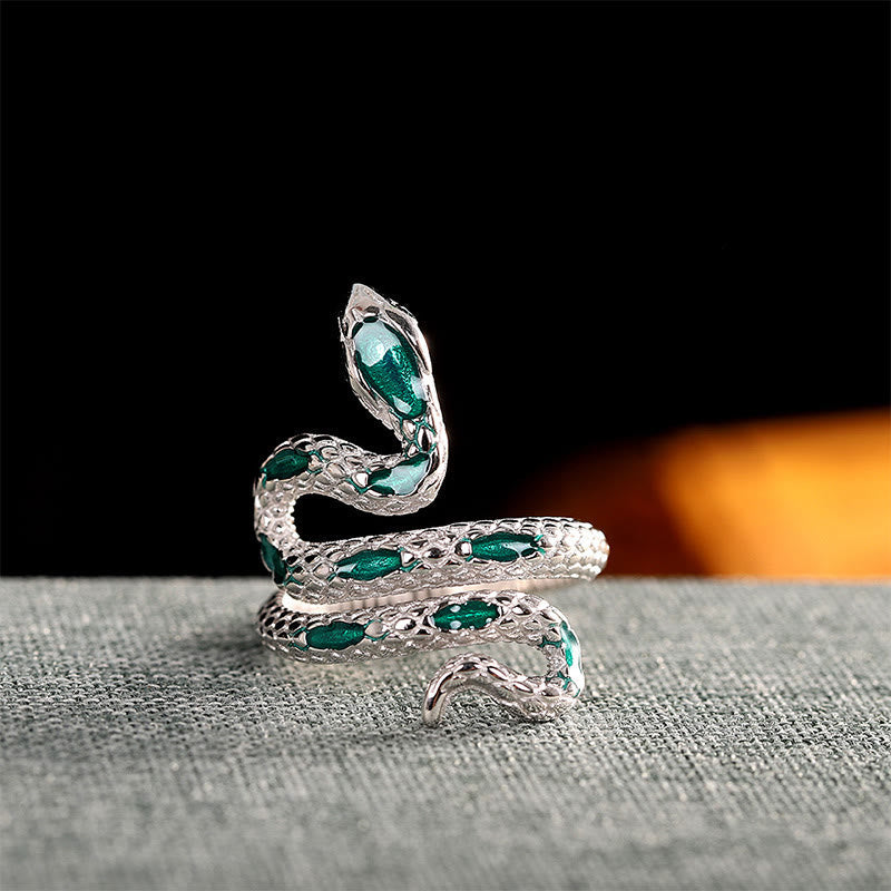 Karma Stone 925 Sterling Silver Year Of The Snake Adjustable Blessing Ring