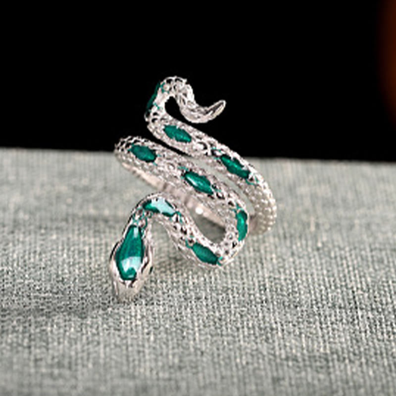 Karma Stone 925 Sterling Silver Year Of The Snake Adjustable Blessing Ring