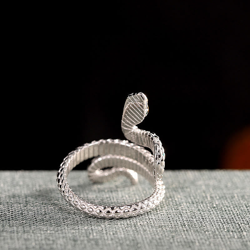 Karma Stone 925 Sterling Silver Year Of The Snake Adjustable Blessing Ring