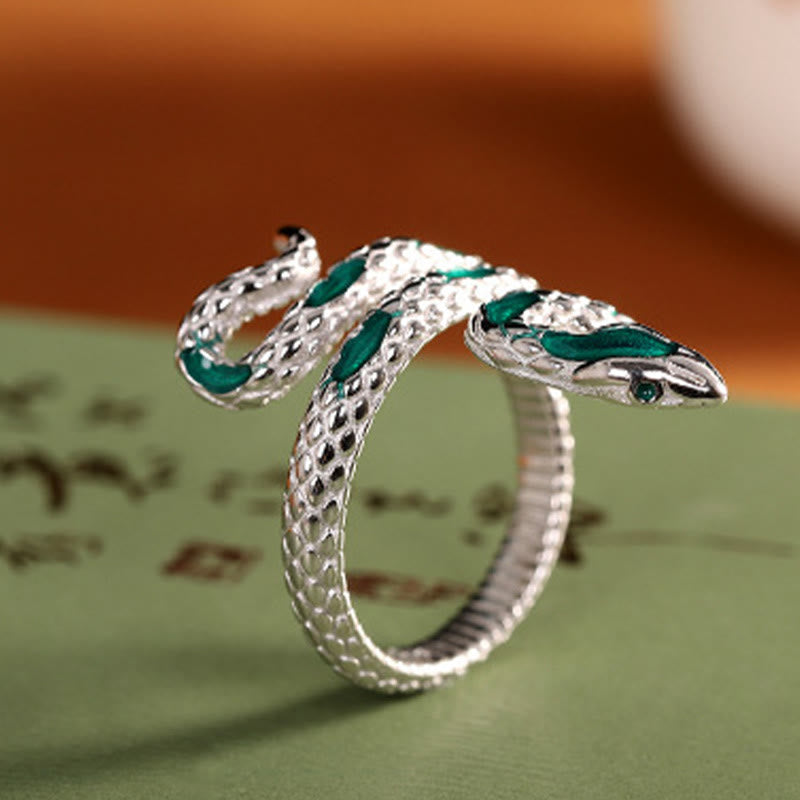 Karma Stone 925 Sterling Silver Year Of The Snake Adjustable Blessing Ring