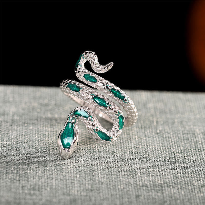 Karma Stone 925 Sterling Silver Year Of The Snake Adjustable Blessing Ring