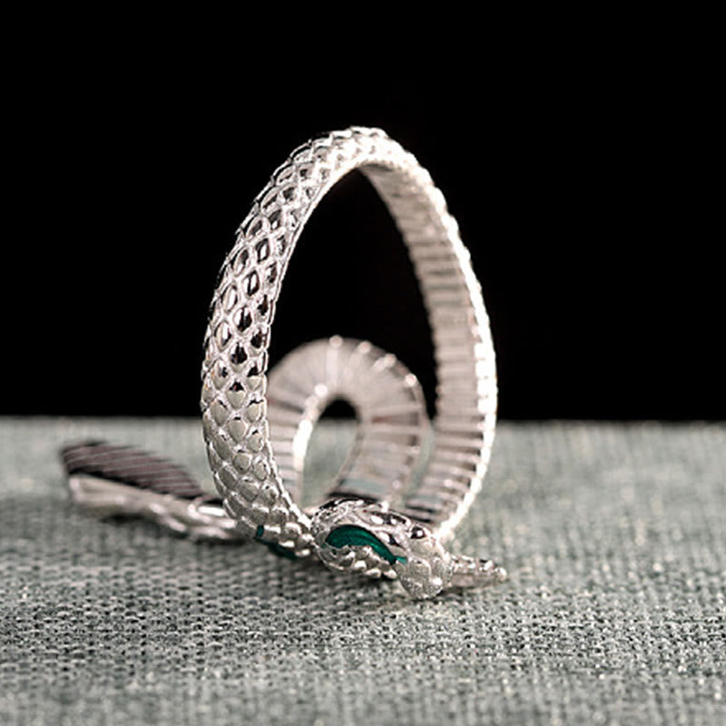 Karma Stone 925 Sterling Silver Year Of The Snake Adjustable Blessing Ring