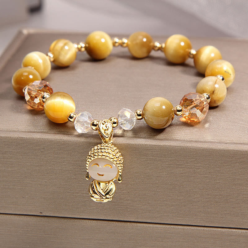 Karma Stone Yellow Tiger Eye Meditation Buddha Protection Bracelet