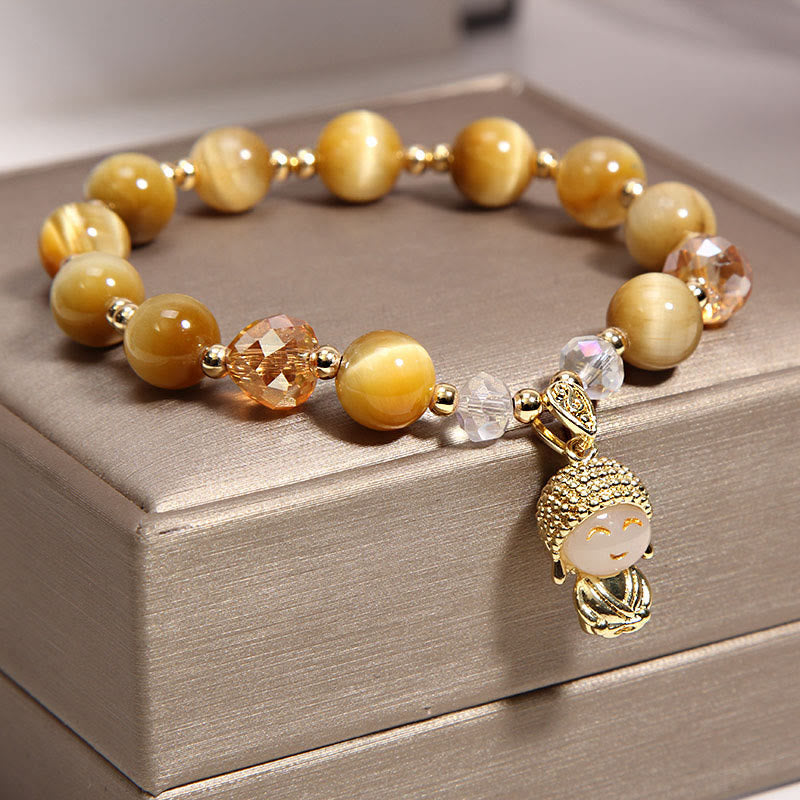Karma Stone Yellow Tiger Eye Meditation Buddha Protection Bracelet