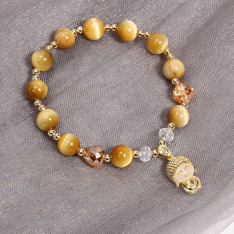 Karma Stone Yellow Tiger Eye Meditation Buddha Protection Bracelet