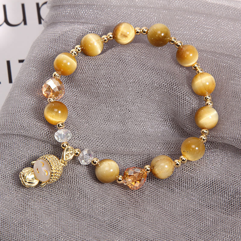 Karma Stone Yellow Tiger Eye Meditation Buddha Protection Bracelet