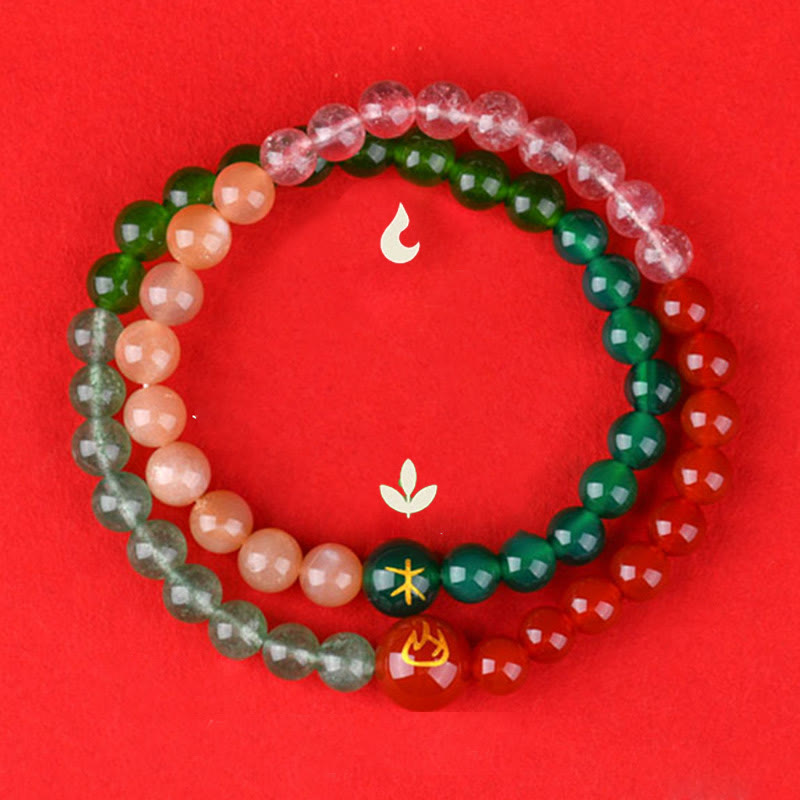 Karma Stone Five Elements Various Agate Crystal Pearl Black Onyx White Agate White Crystal Luck Bracelet