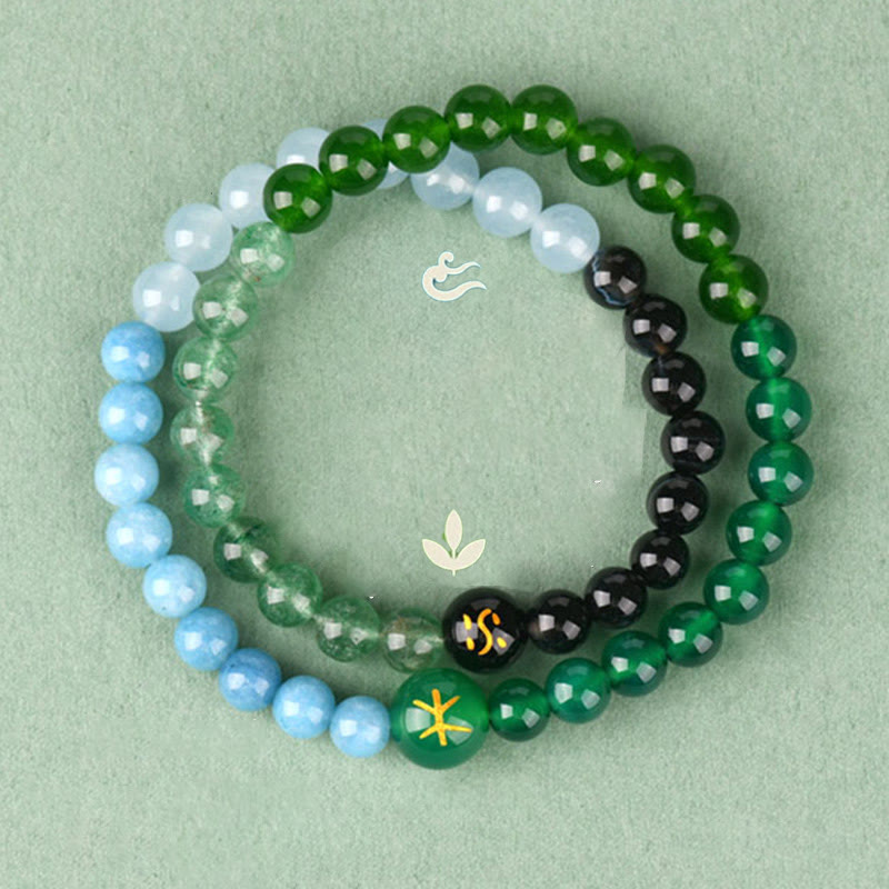 Karma Stone Five Elements Various Agate Crystal Pearl Black Onyx White Agate White Crystal Luck Bracelet