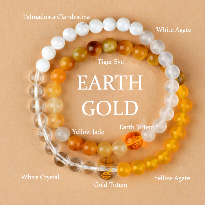 Karma Stone Five Elements Various Agate Crystal Pearl Black Onyx White Agate White Crystal Luck Bracelet