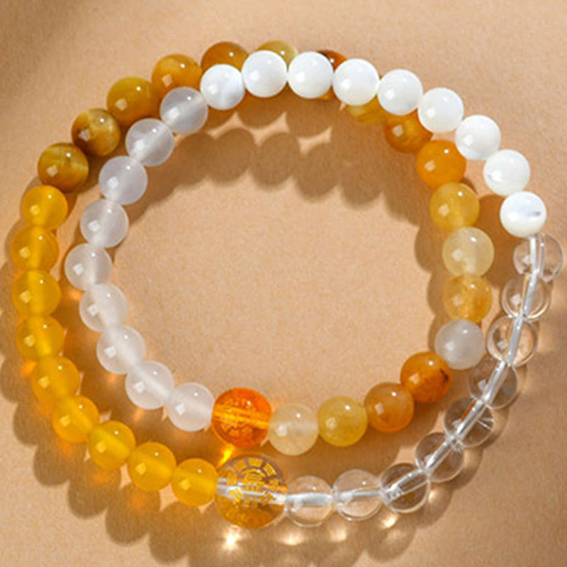 Karma Stone Five Elements Various Agate Crystal Pearl Black Onyx White Agate White Crystal Luck Bracelet